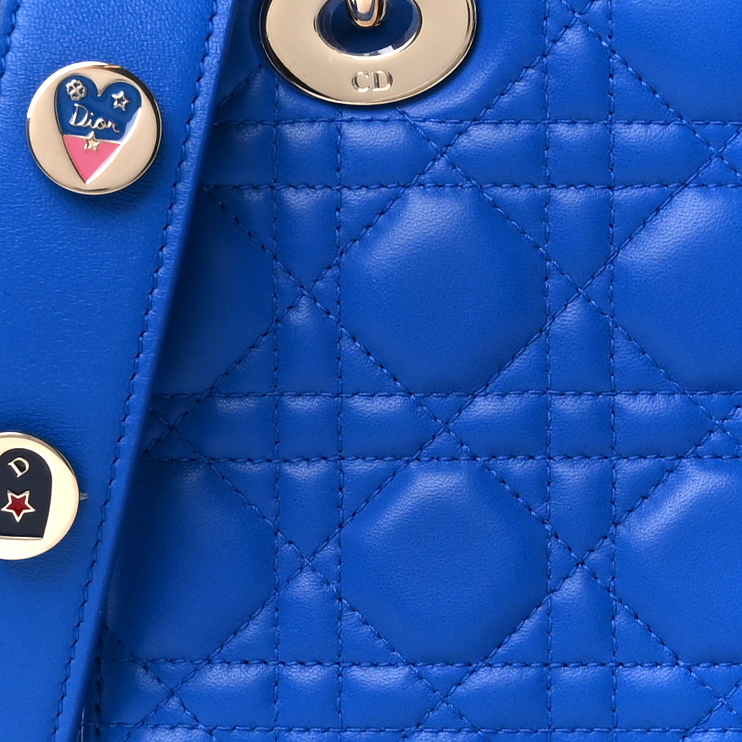 Christian Dior Lambskin Cannage Small Lucky Badges My Lady Dior Blue 9 of 11