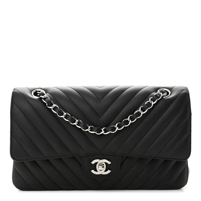 Chanel Calfskin Chevron Quilted Medium Double Flap Black 1 of 12