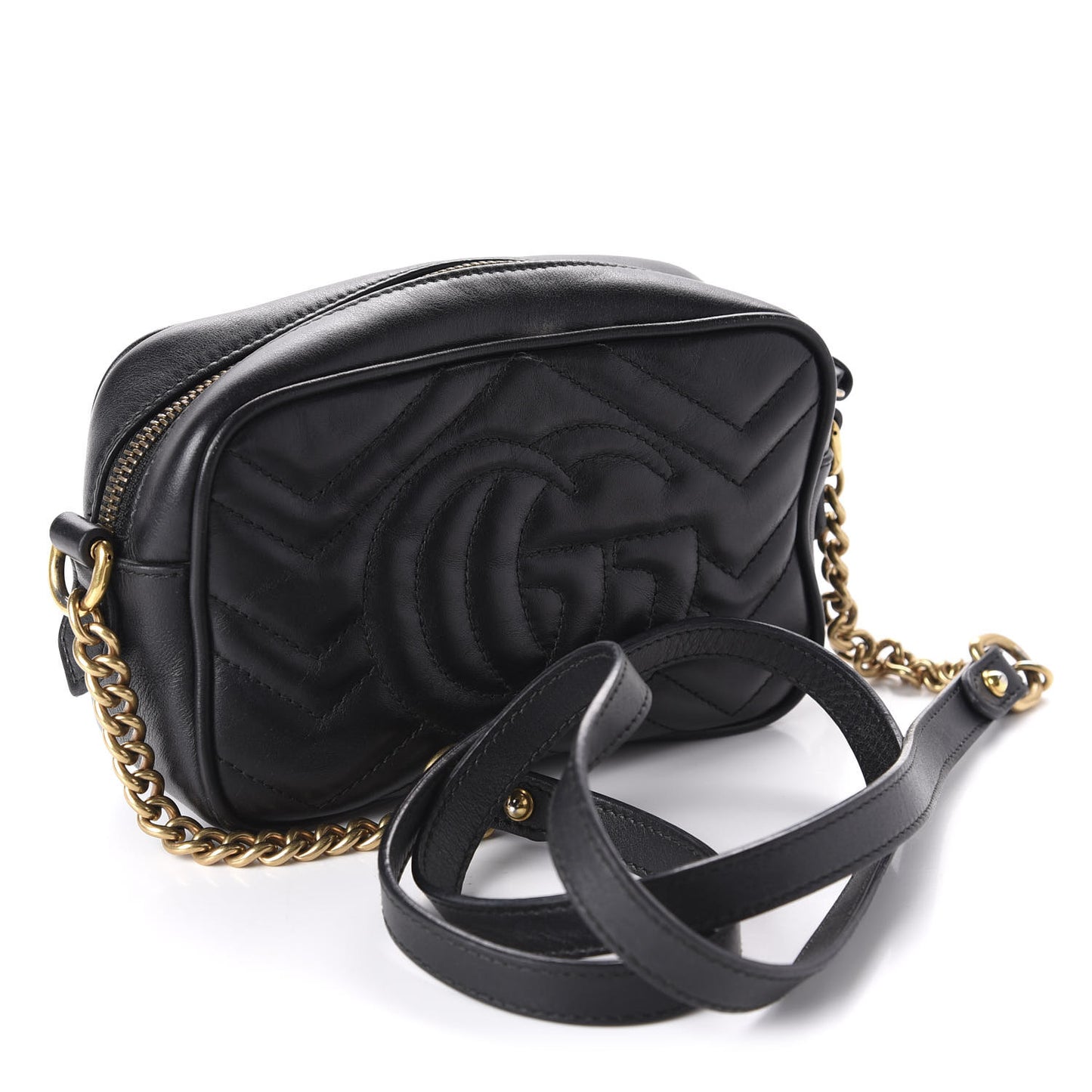 Calfskin Matelasse Mini GG Marmont Chain Shoulder Bag Black