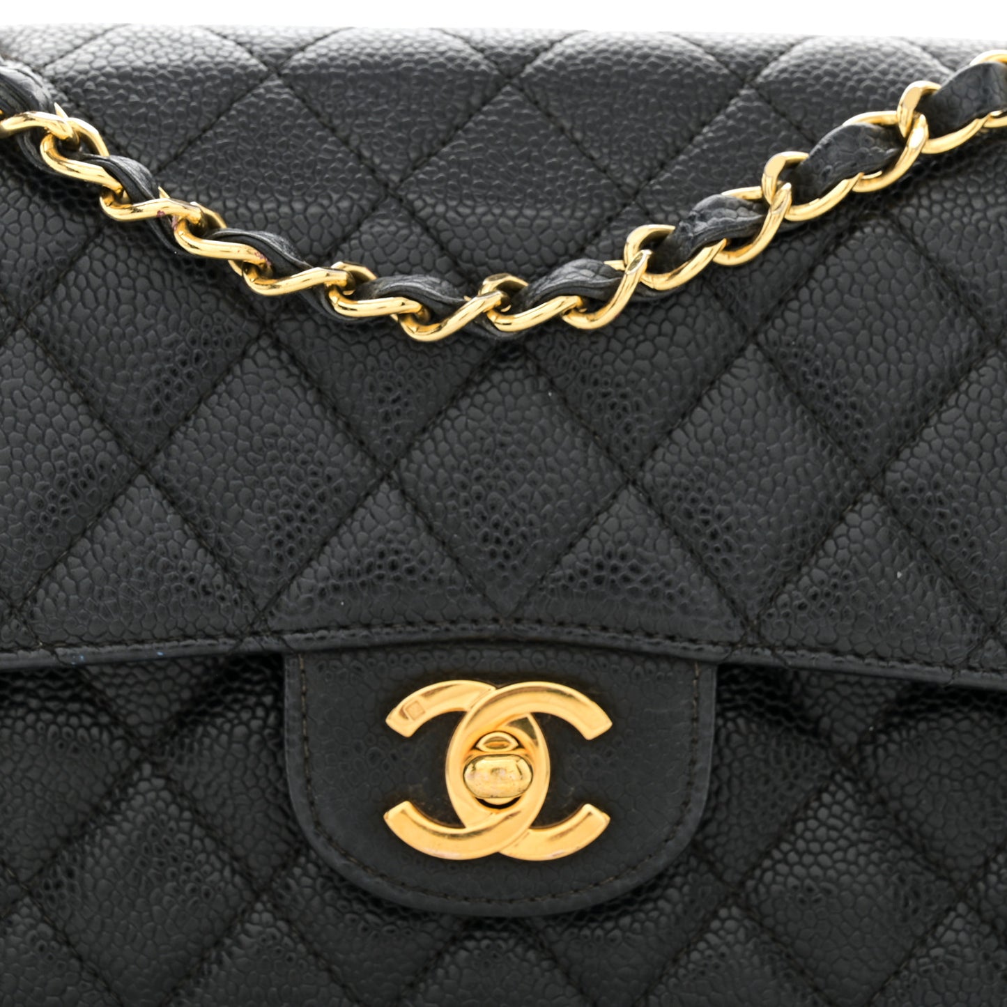 Caviar Quilted Small Double Flap Black