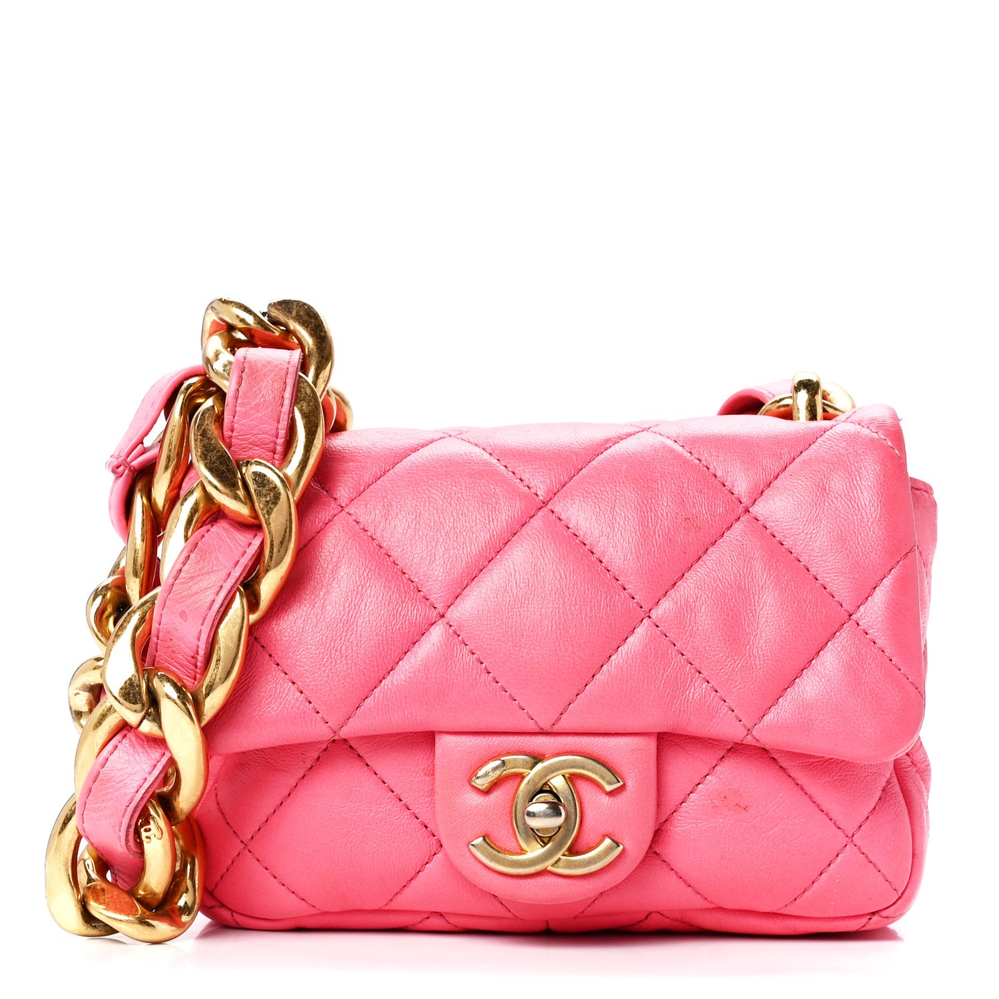 Lambskin Quilted Mini Funky Town Flap Pink