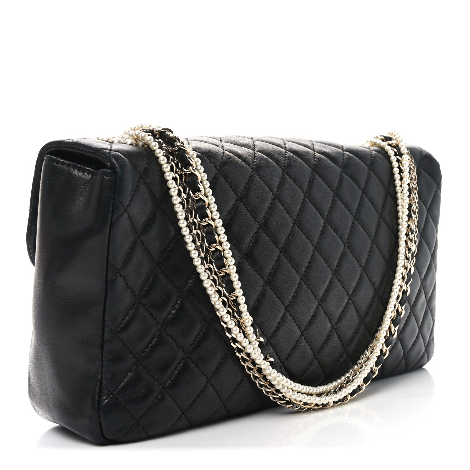 Chanel Lambskin Quilted Medium Westminster Pearl Flap Black 3 of 10