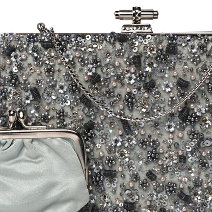 Judith Leiber Crystal Sequin Embellished Minaudiere Clutch Silver 7 of 14