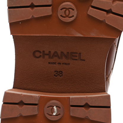 Chanel Calfskin Quilted CC Mocassin Loafers 38 Light Brown 6 of 7