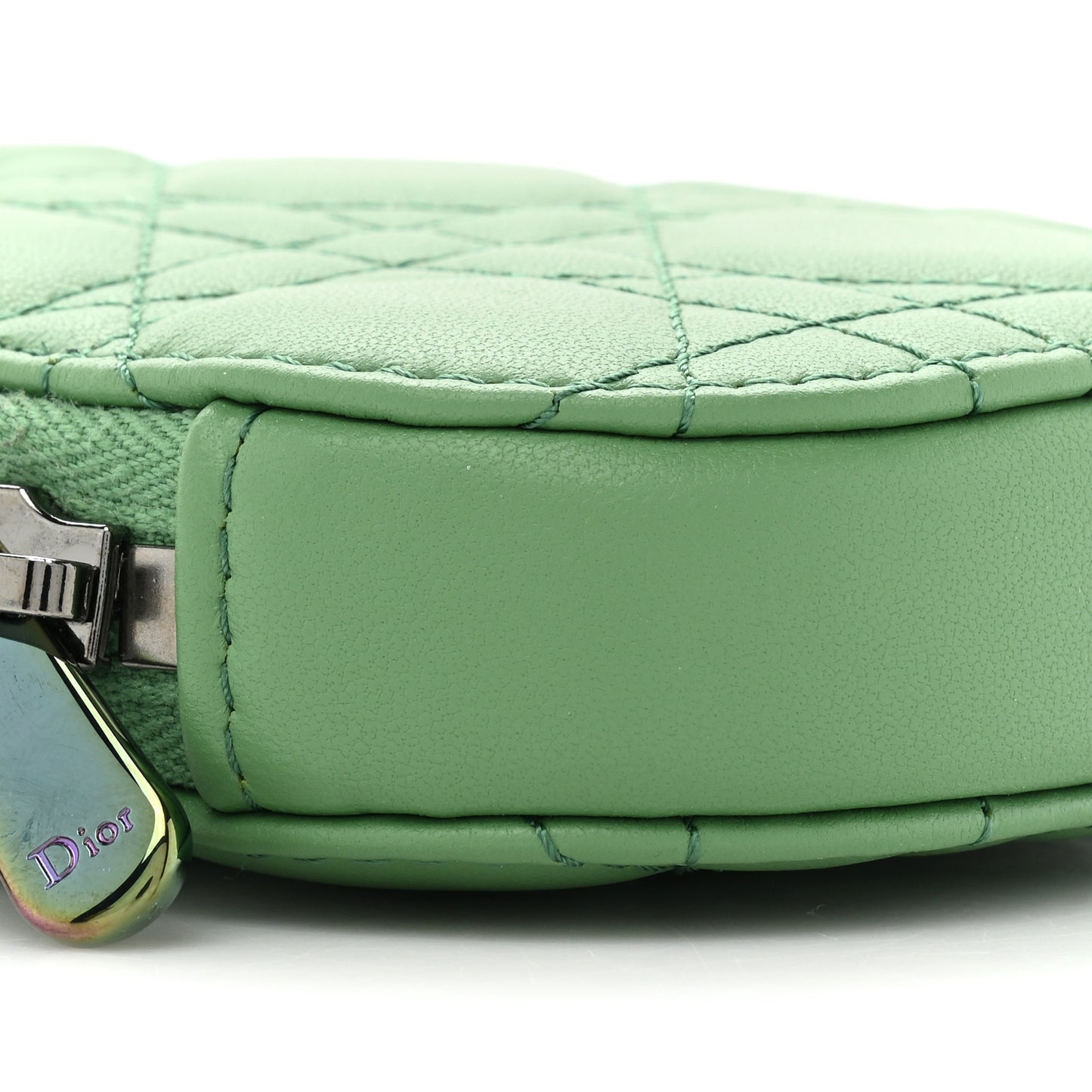 Lambskin Cannage Lady Dior Phone Holder Green