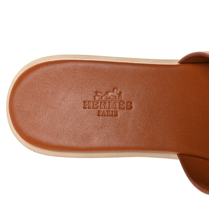 Hermes Calfskin Cork Eze 30 Sandals 38 Marron Glaise 7 of 9