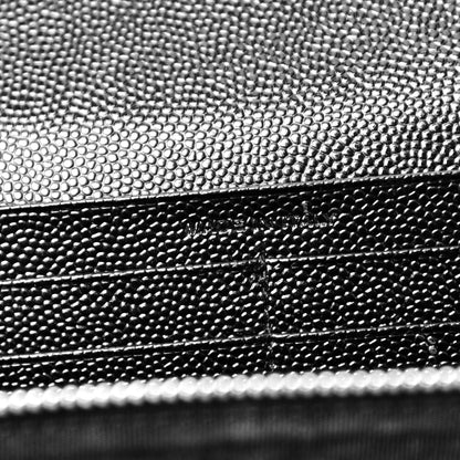 Saint Laurent Grain De Poudre Matelasse Chevron Monogram Flap Wallet Black 6 of 8