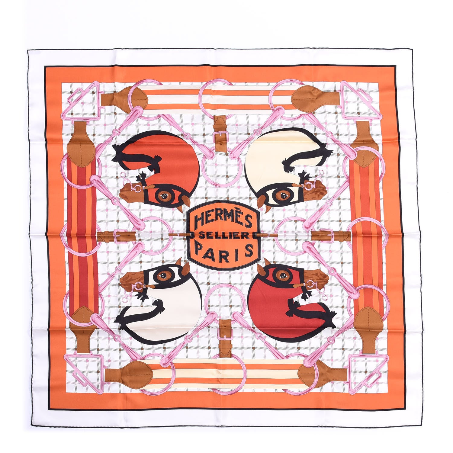 Hermes Silk Tatersale Scarf 90 Orange 1 of 4
