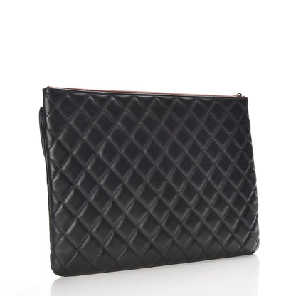 Chanel Lambskin Quilted Large Flap Cosmetic Case Black 3 of 7