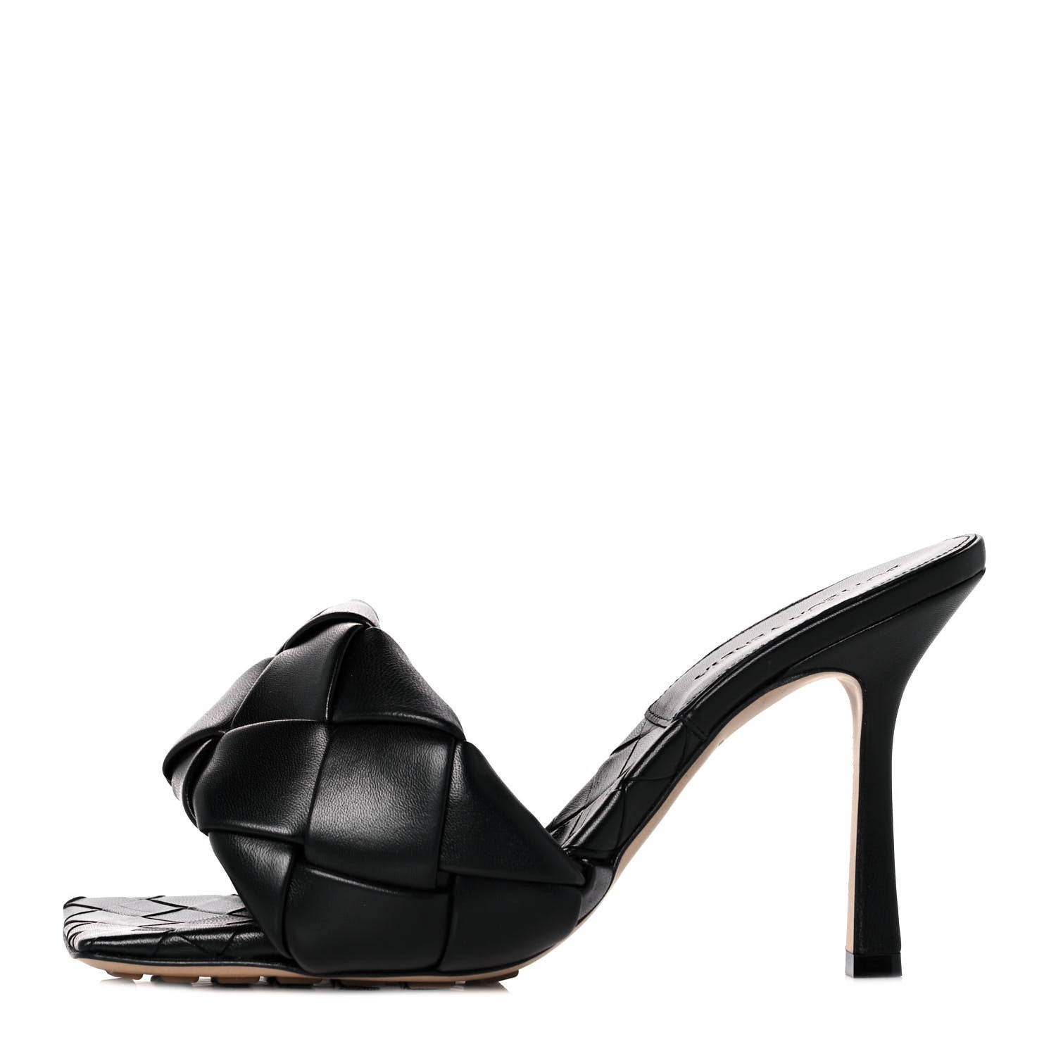 Bottega Veneta Nappa Maxi Intrecciato Lido Mule Sandals 37.5 Black 1 of 8