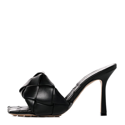Bottega Veneta Nappa Maxi Intrecciato Lido Mule Sandals 37.5 Black 1 of 8