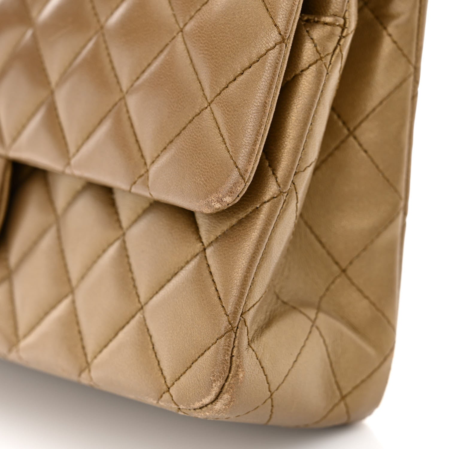 Chanel Metallic Lambskin Quilted Medium Double Flap Khaki 12 of 19