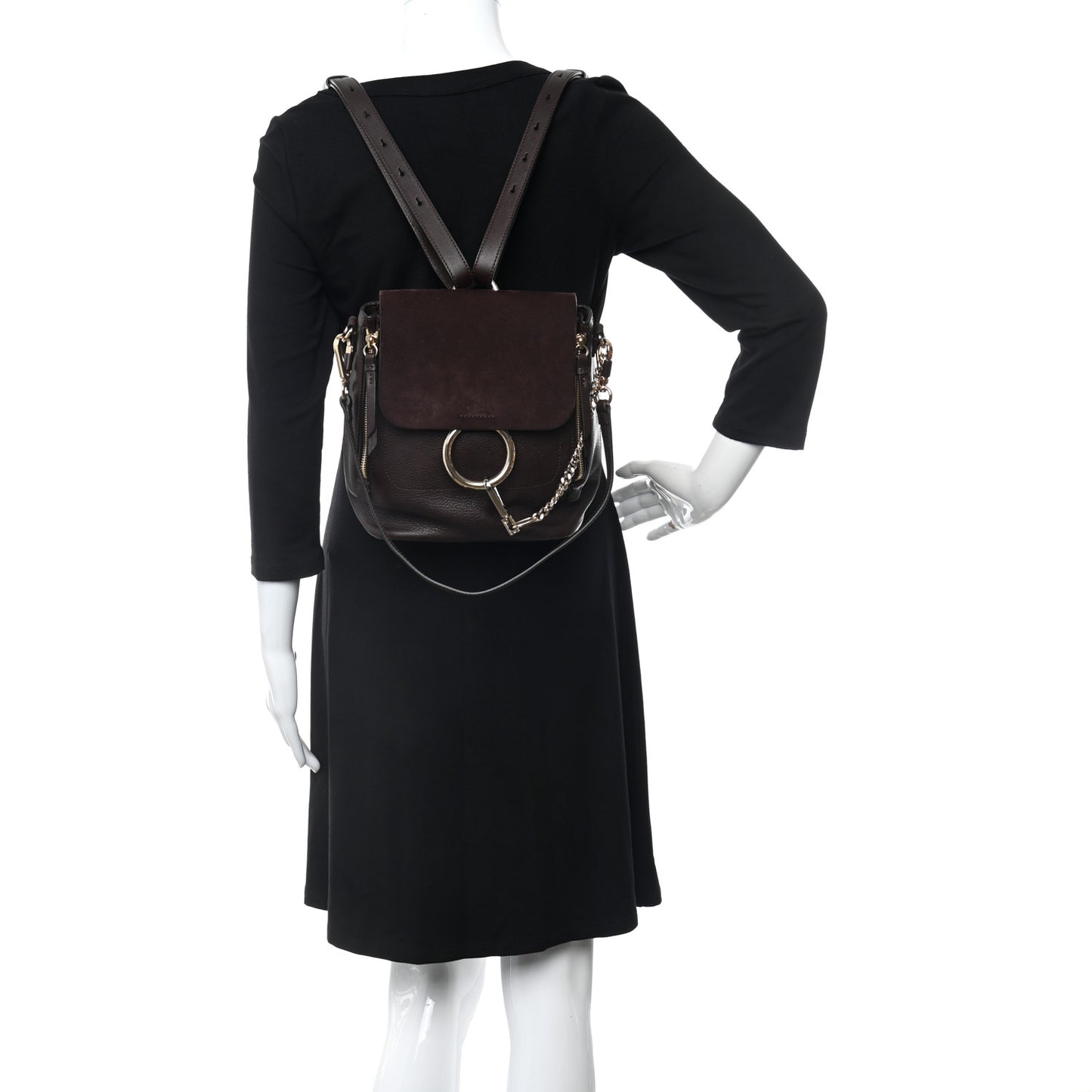 Suede Calfskin Medium Faye Backpack Dark Brown