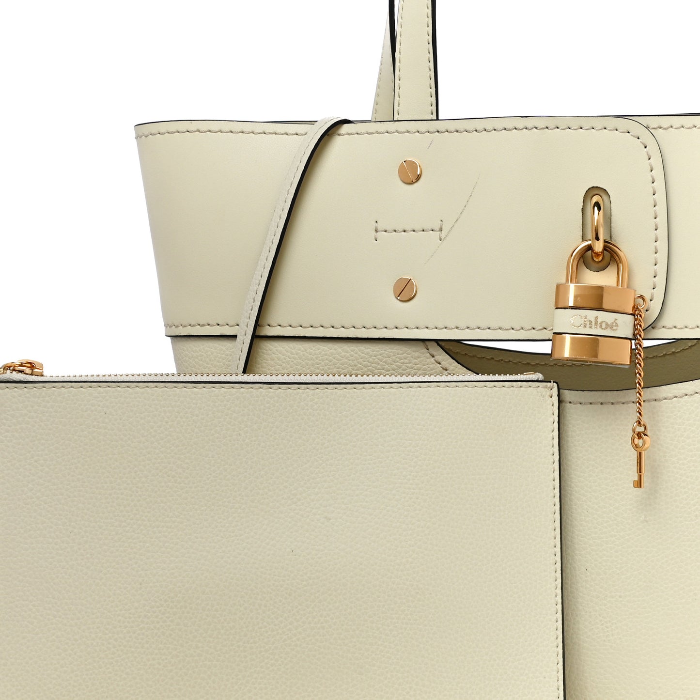Smooth Grained Calfskin Small Aby Tote White