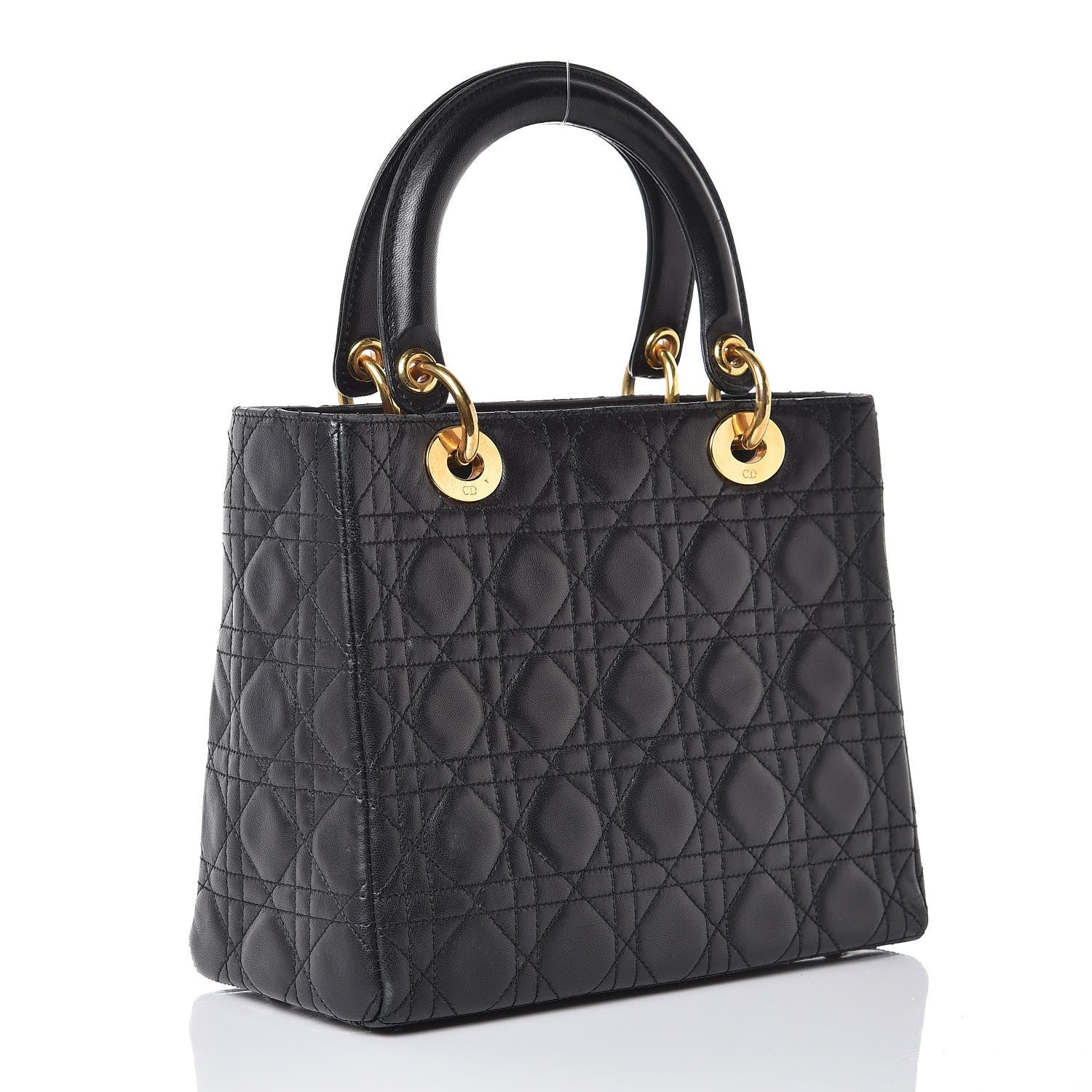 Christian Dior Lambskin Cannage Medium Lady Dior Black 3 of 7