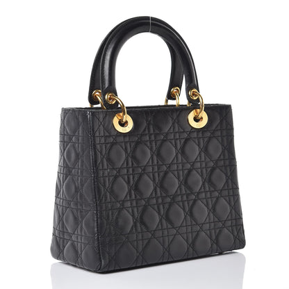 Christian Dior Lambskin Cannage Medium Lady Dior Black 3 of 7