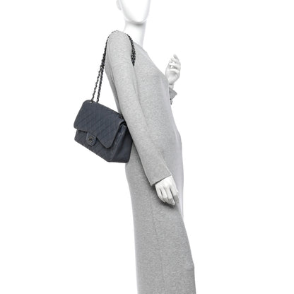 Chanel Washed Caviar Quilted Jumbo Double Flap Dark Grey 2 of 10