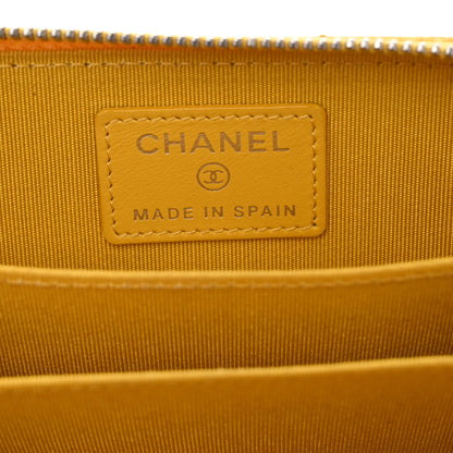 Chanel Caviar Chevron Quilted Zip Coin Purse Yellow 6 of 9