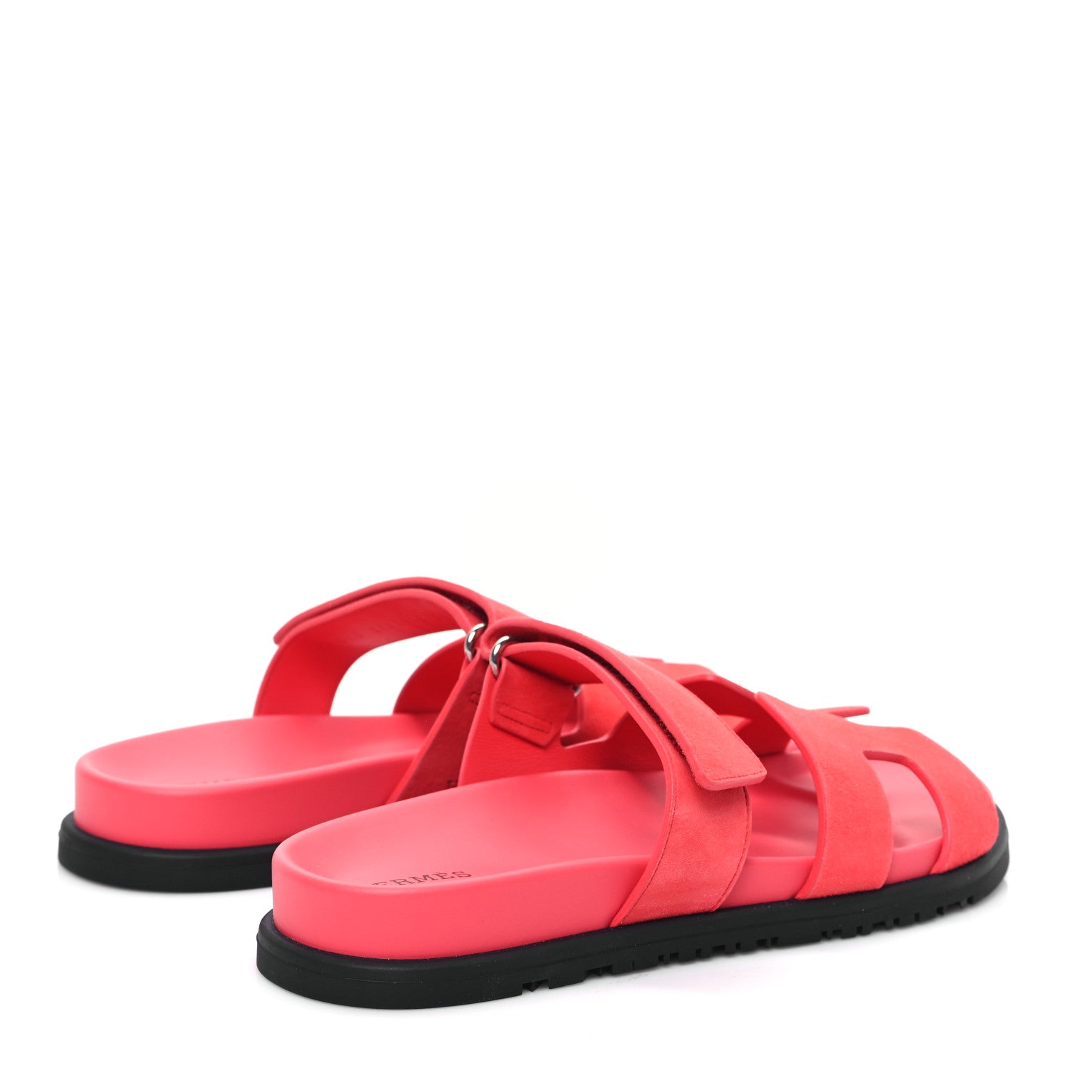 Hermes Suede Goatskin Womens Chypre Sandals 38 Rose Vermillon 4 of 9