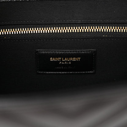 Saint Laurent Grain De Poudre Matelasse Chevron Large Monogram Satchel Black 6 of 10