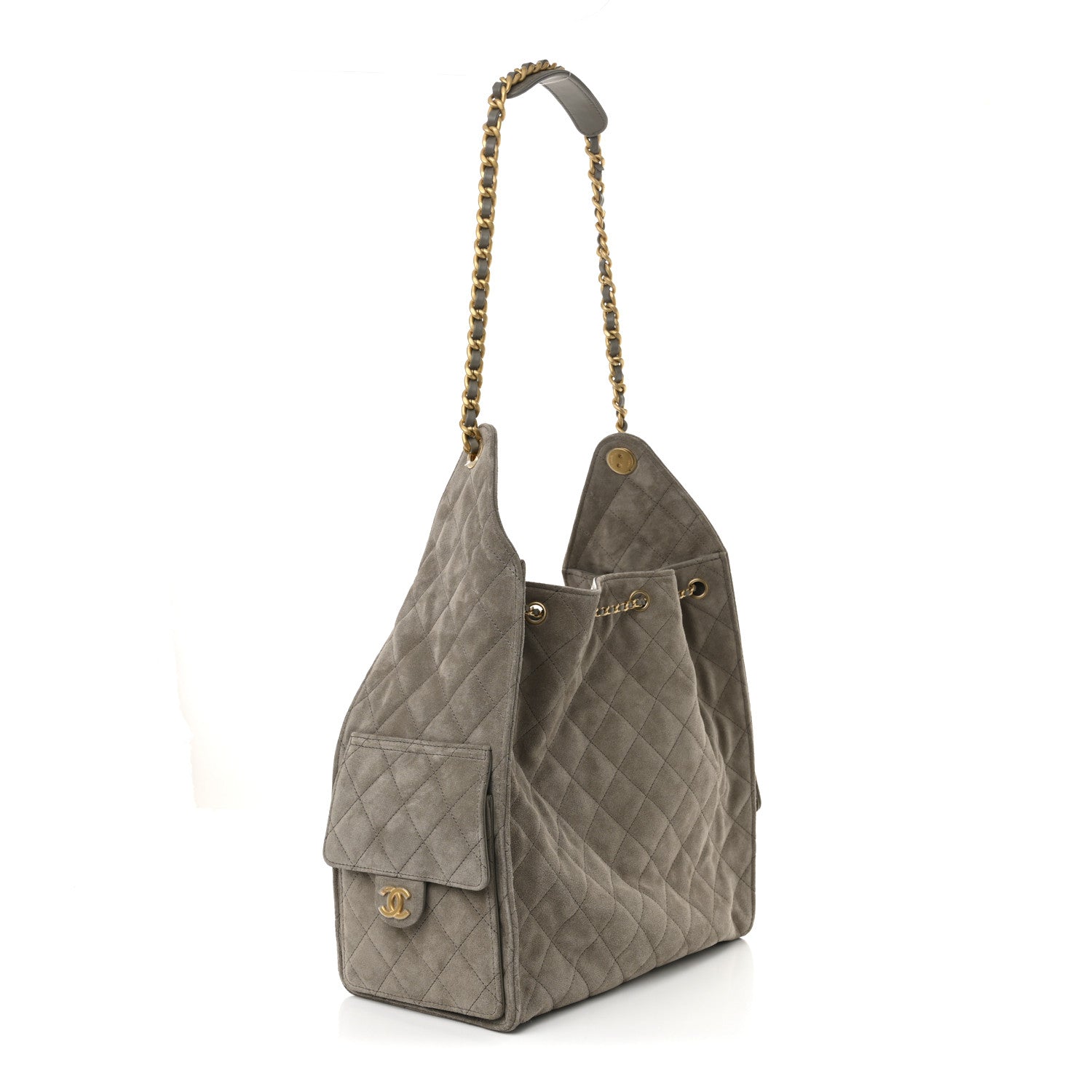 Chanel Suede Quilted Medium Chanel 25 Handbag Dark Grey 3 of 11
