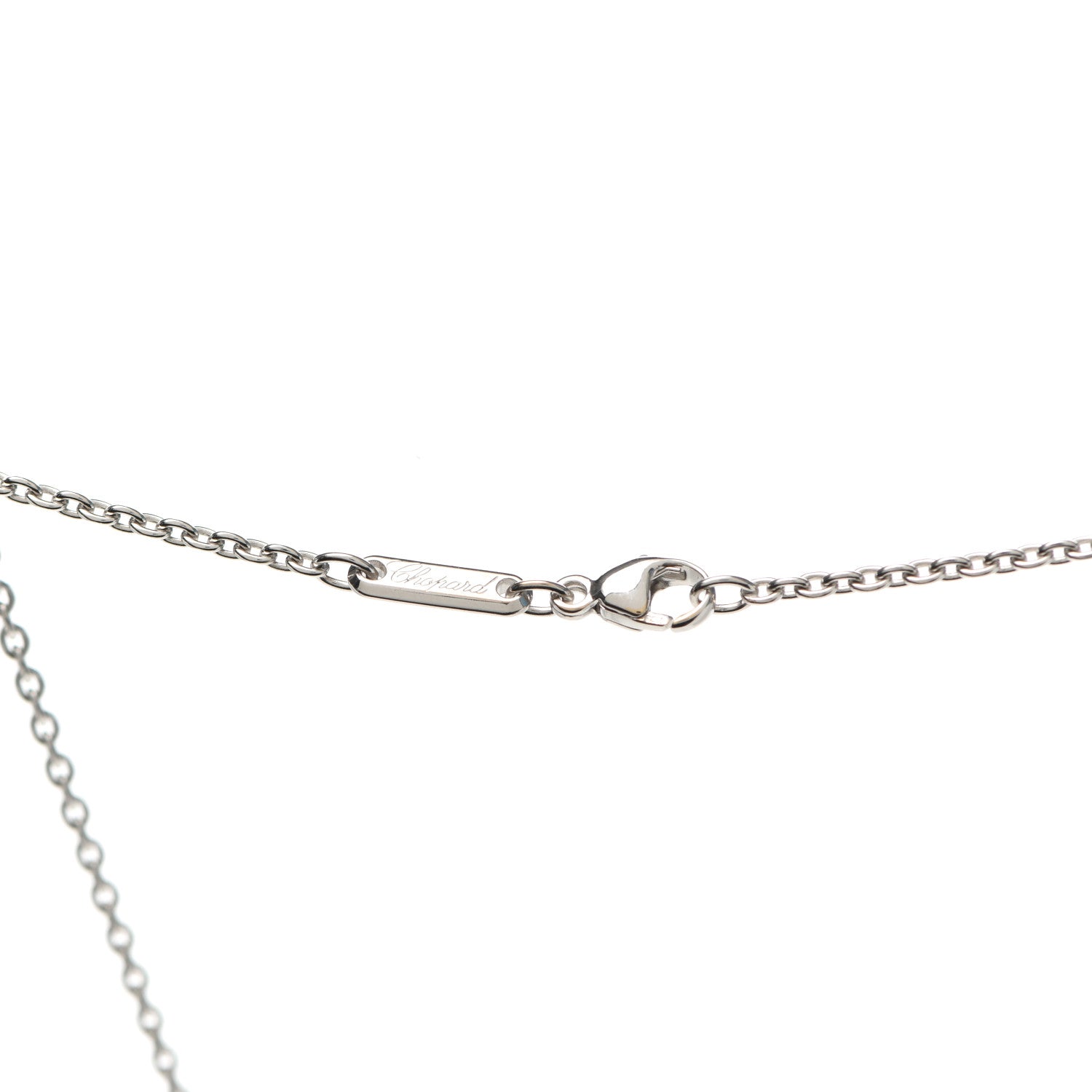 Chopard 18K White Gold Happy Diamonds 3 Floating Diamonds Oval Pendant Necklace 5 of 7