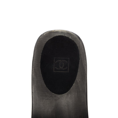 Chanel Suede CC Buckle Clogs 37 Black 7 of 9