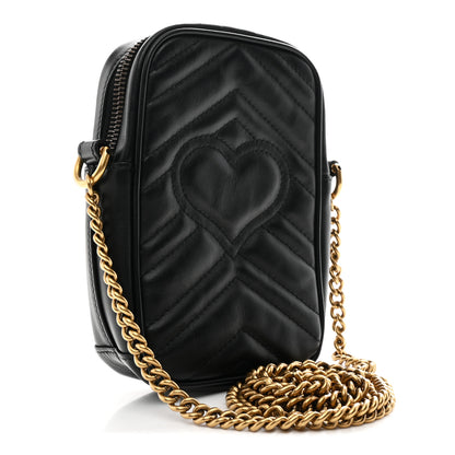 Gucci Calfskin Matelasse Mini GG Marmont Crossbody Bag Black 4 of 19