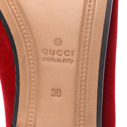 Gucci Velvet Horsebit Womens Jordaan Loafers 38 Hibiscus Red 6 of 10