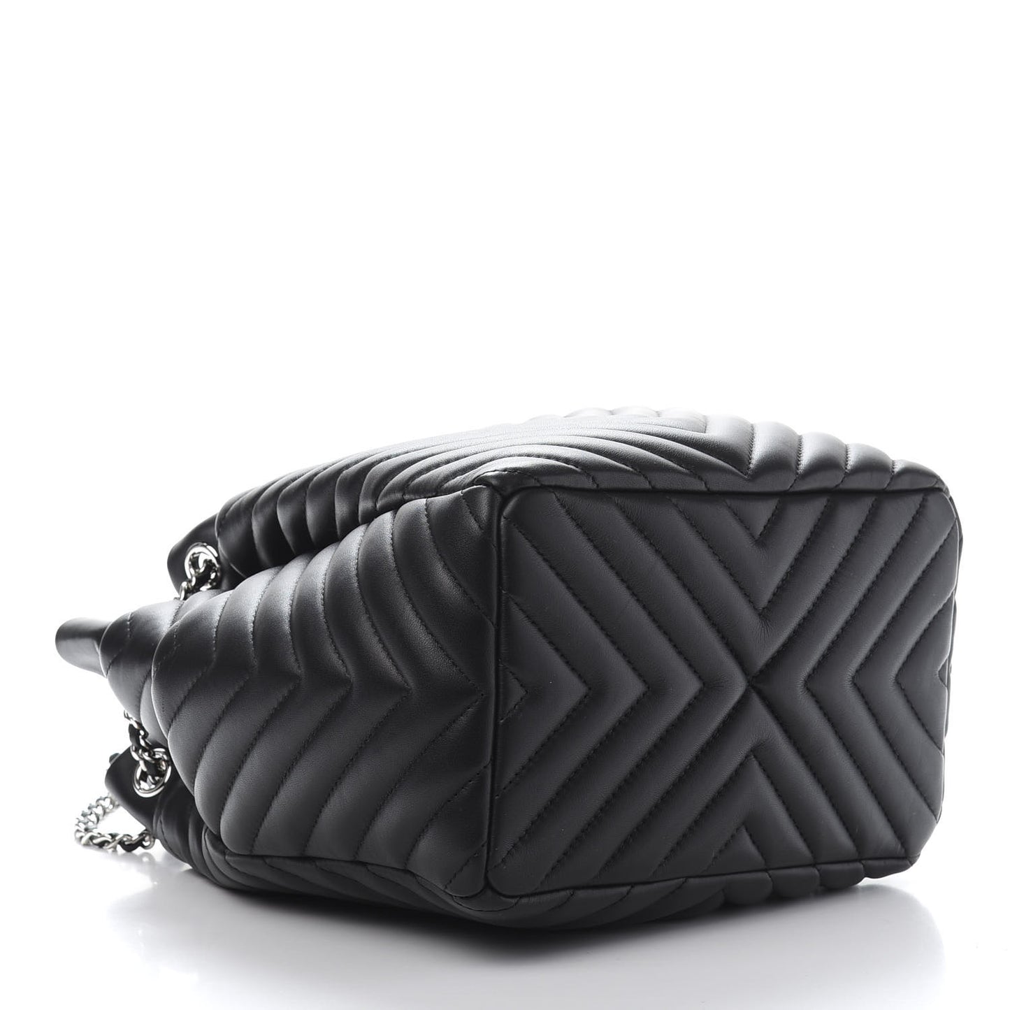 Lambskin Chevron Small Urban Spirit Drawstring Bag Black