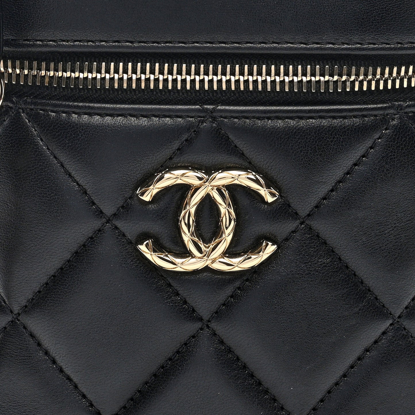 Lambskin Quilted Trendy Vanity Case Black