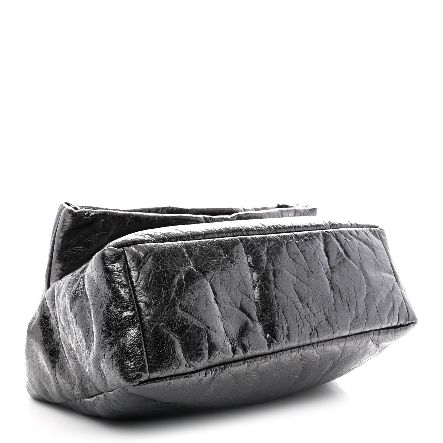 Metallized Arena Calfskin Medium Monaco Chain Shoulder Bag Steel Grey