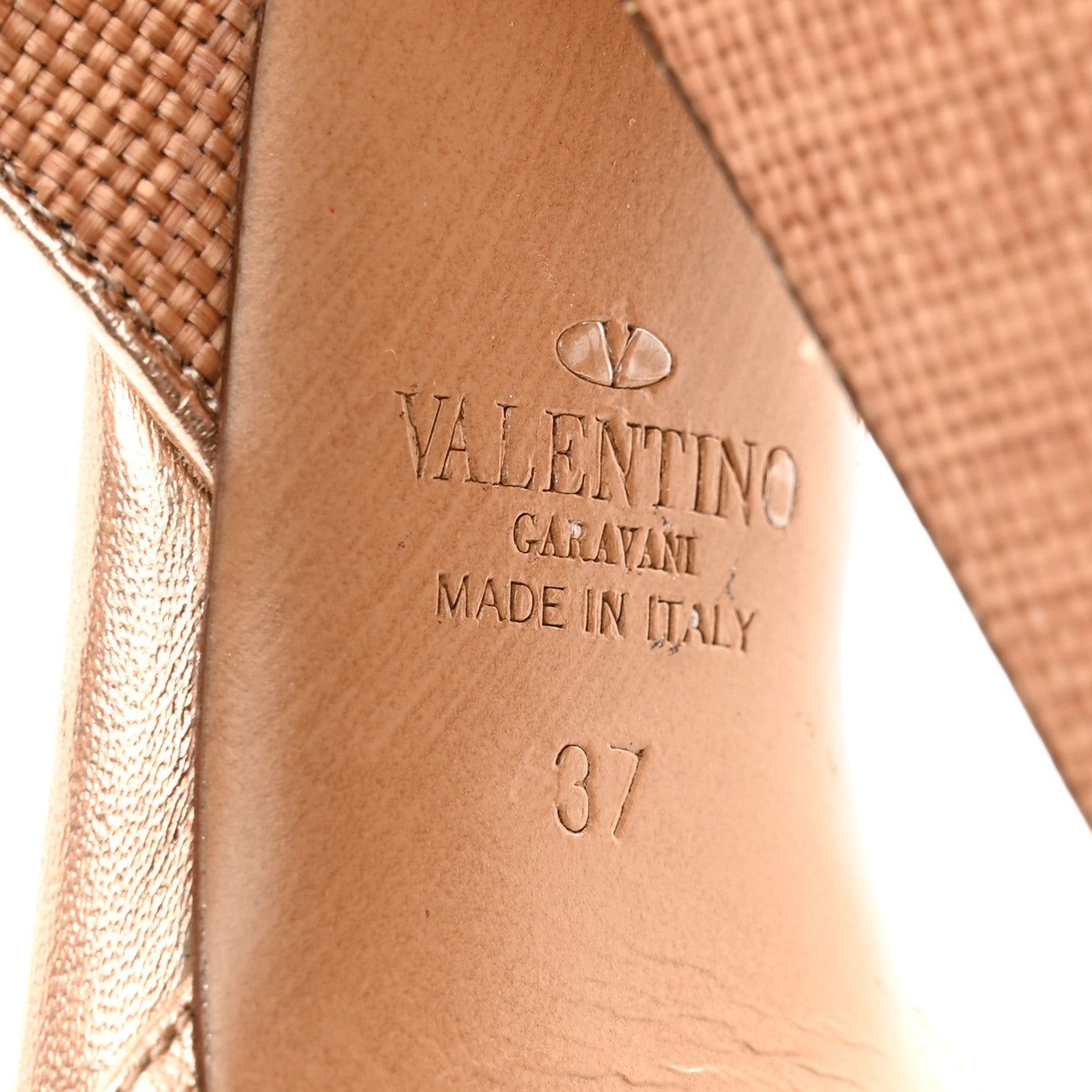 Valentino Garavani Raffia Woven Rockstud 75/125mm Platform Sandals 37 Naturale Rame 7 of 12