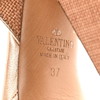 Valentino Garavani Raffia Woven Rockstud 75/125mm Platform Sandals 37 Naturale Rame 7 of 12