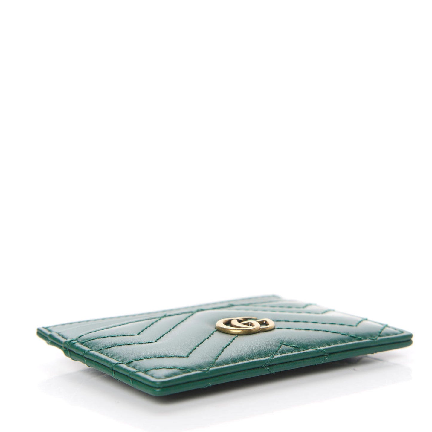Calfskin Matelasse GG Marmont Card Holder Emerald Green