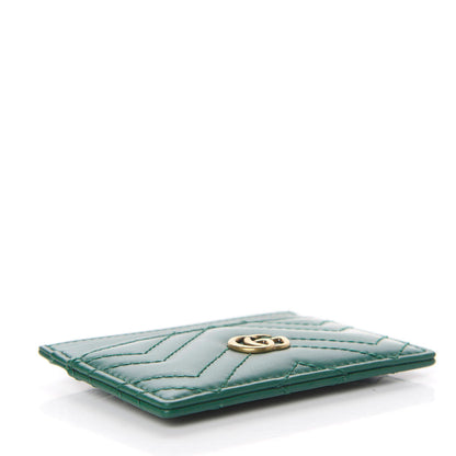 Gucci Calfskin Matelasse GG Marmont Card Holder Emerald Green 4 of 7