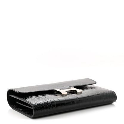 Hermes Shiny Alligator Constance Long Wallet Black 4 of 9