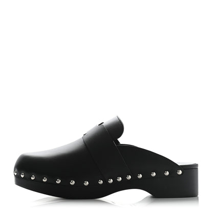 Hermes Calfskin Calya Mules 38 Black 1 of 6