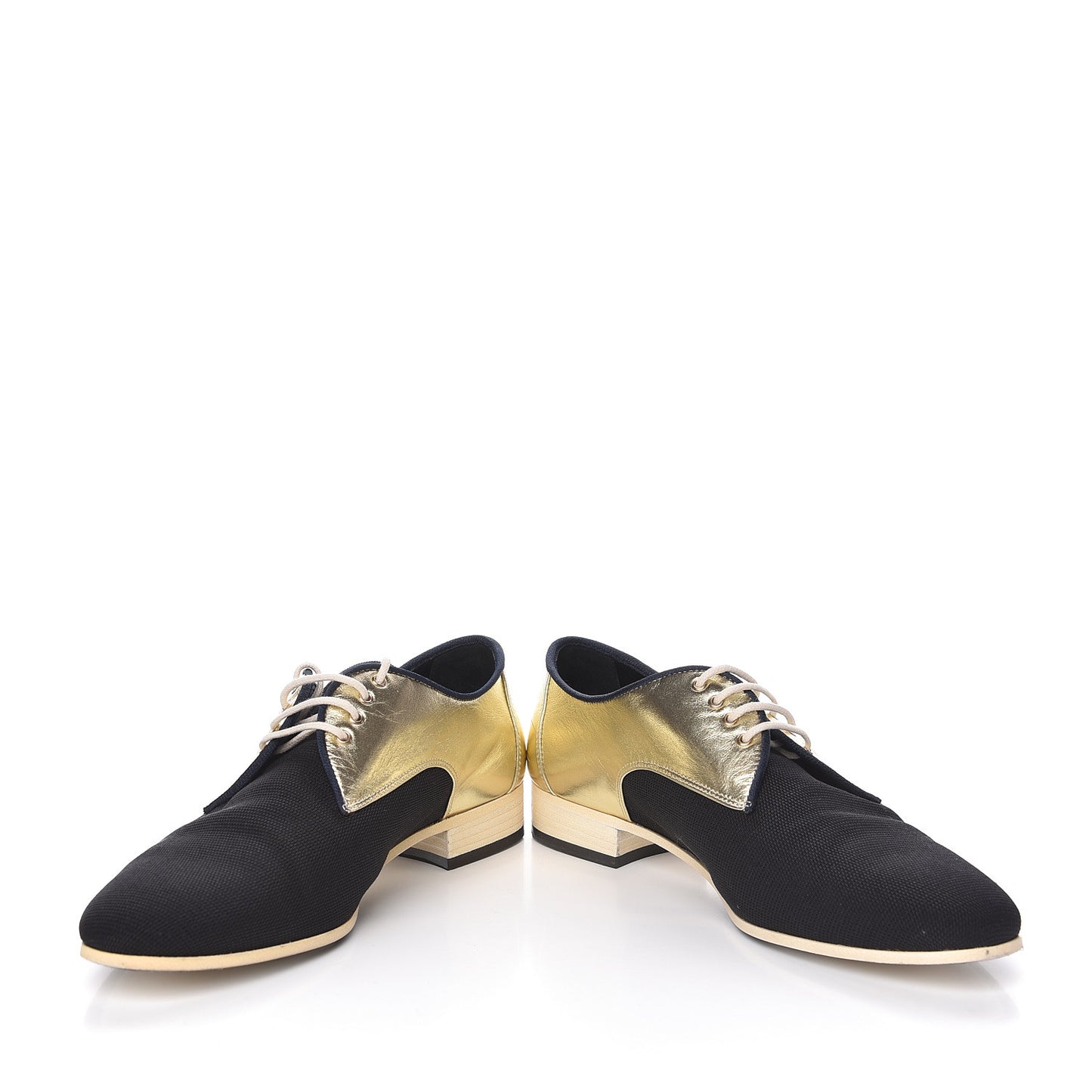 Metallic Lambskin CC Lace Up Oxfords 38 Dark Gold