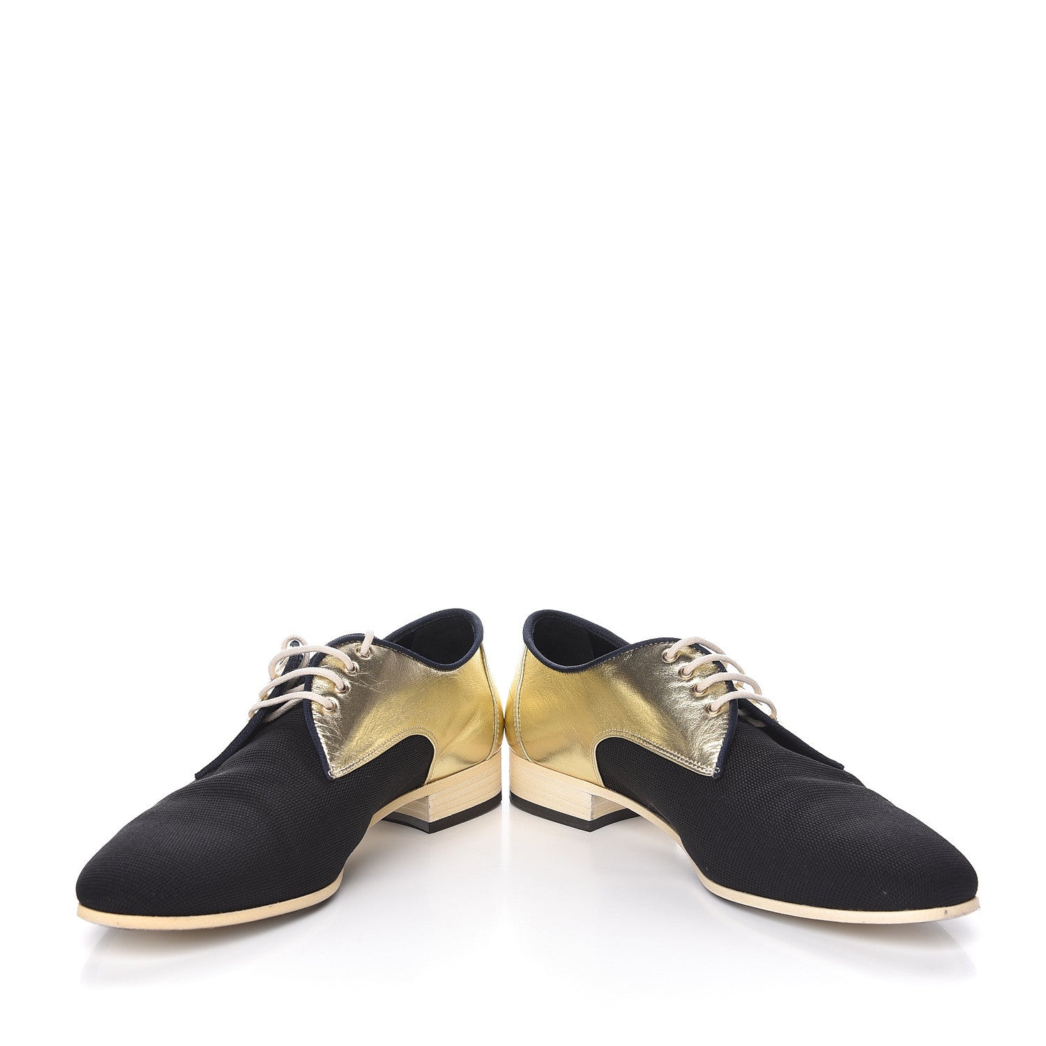 Chanel Metallic Lambskin CC Lace Up Oxfords 38 Dark Gold 6 of 17