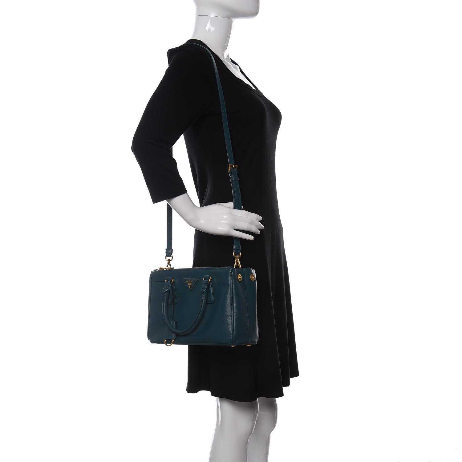 Prada Saffiano Lux Mini Galleria Double Zip Tote Ottanio 2 of 10