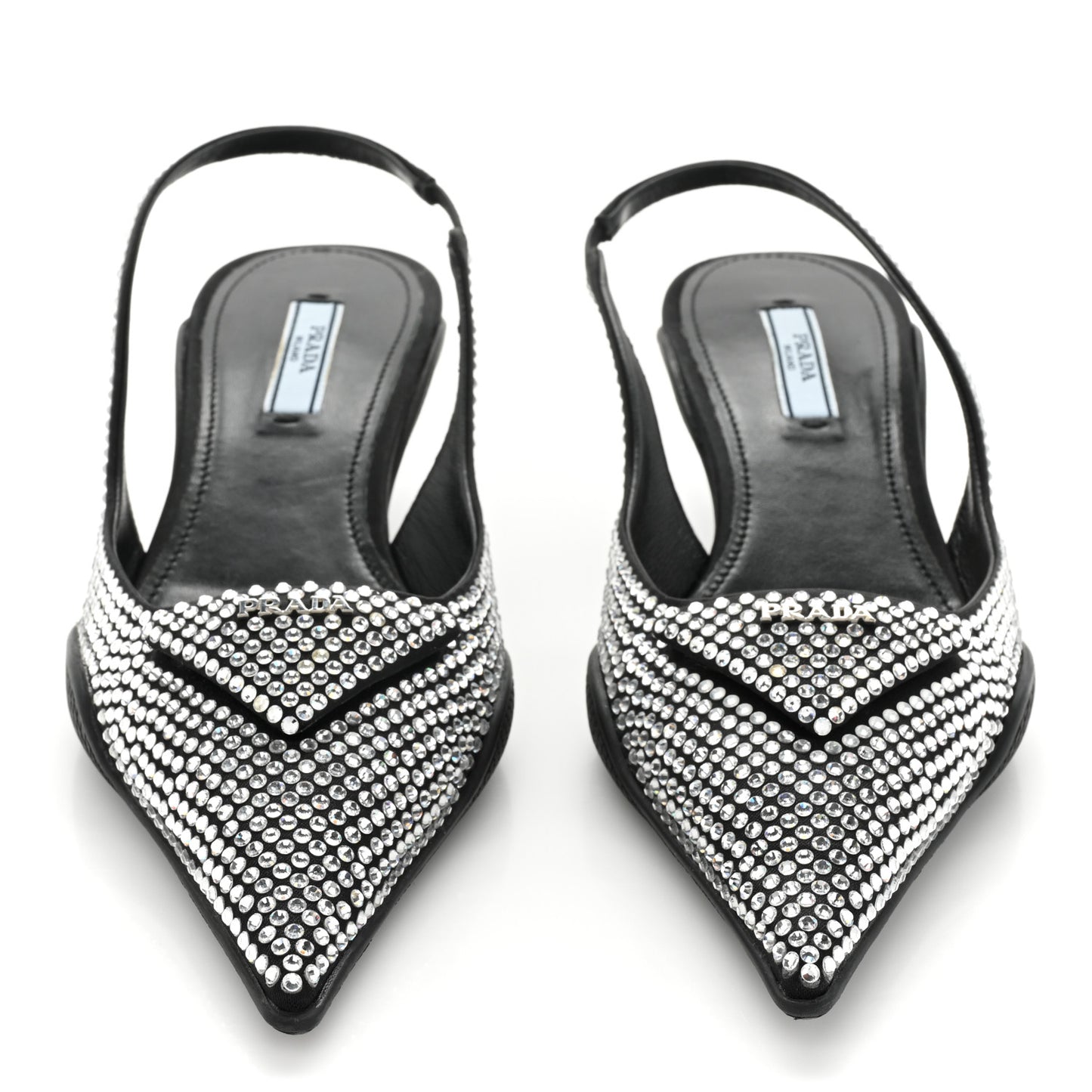 Satin Crystal Logo 45mm Slingback Pumps 37 Cristal