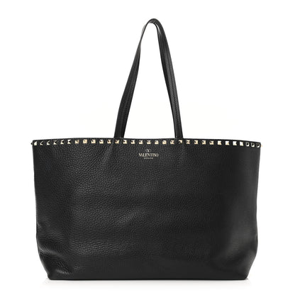 Valentino Garavani Grained Calfskin Rockstud Shoulder Tote Black 1 of 12