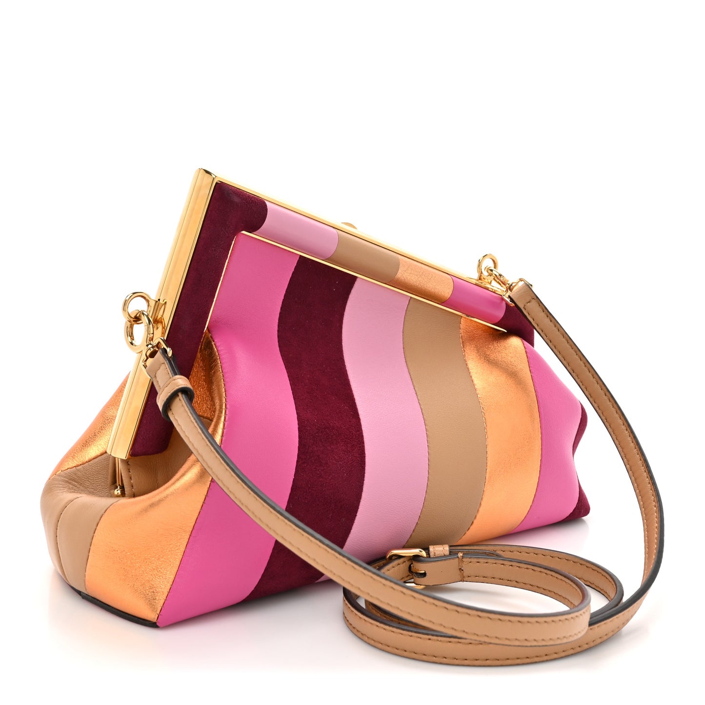 Nappa Suede Striped Inlay Small Fendi First Multicolor