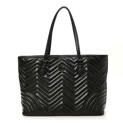 Gucci Calfskin Matelasse Monochrome Large GG Marmont Tote Bag Black 1 of 10