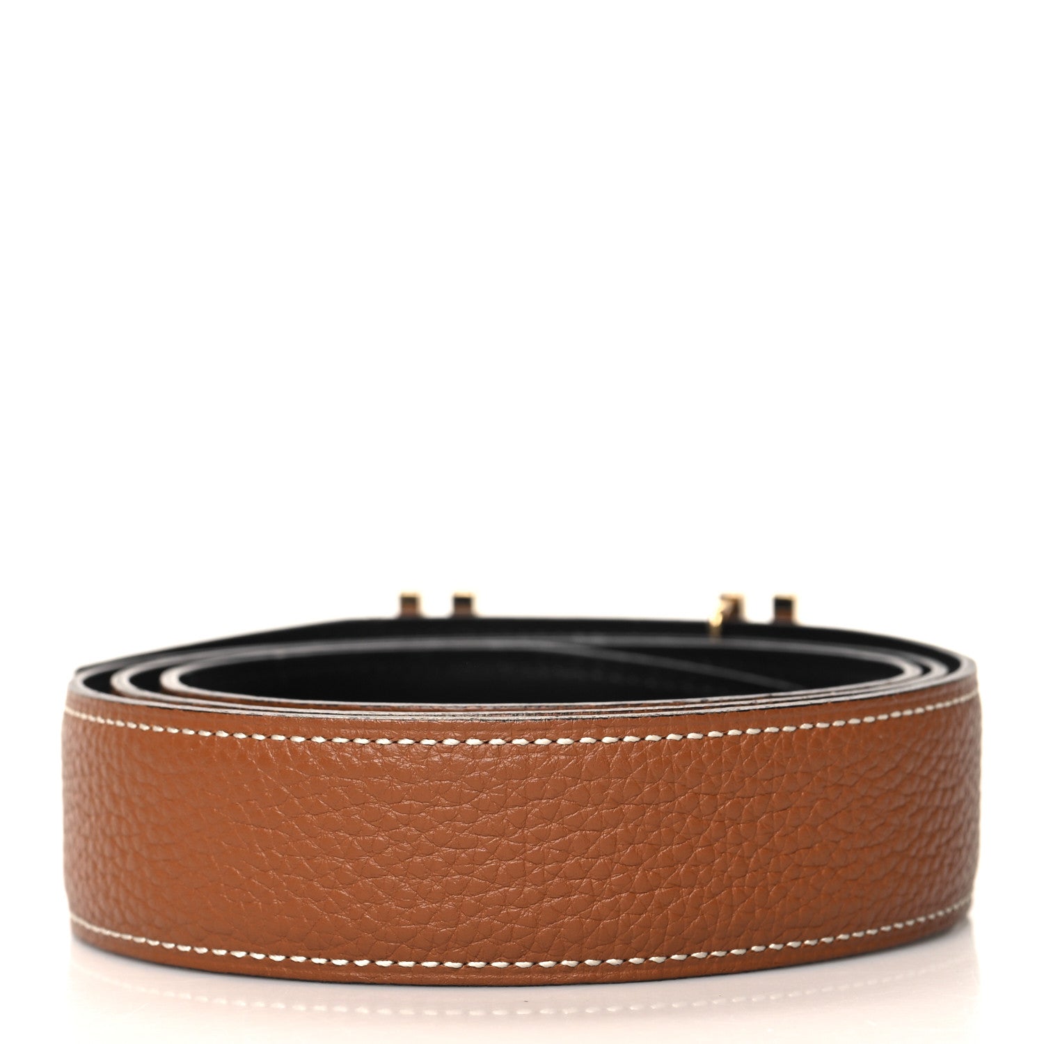 Hermes Togo Box 32mm Au Carre H Belt 90 36 Gold Black 2 of 5