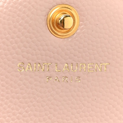 Saint Laurent Grain De Poudre Matelasse Chevron Monogram Chain Wallet Pale Pink 8 of 18