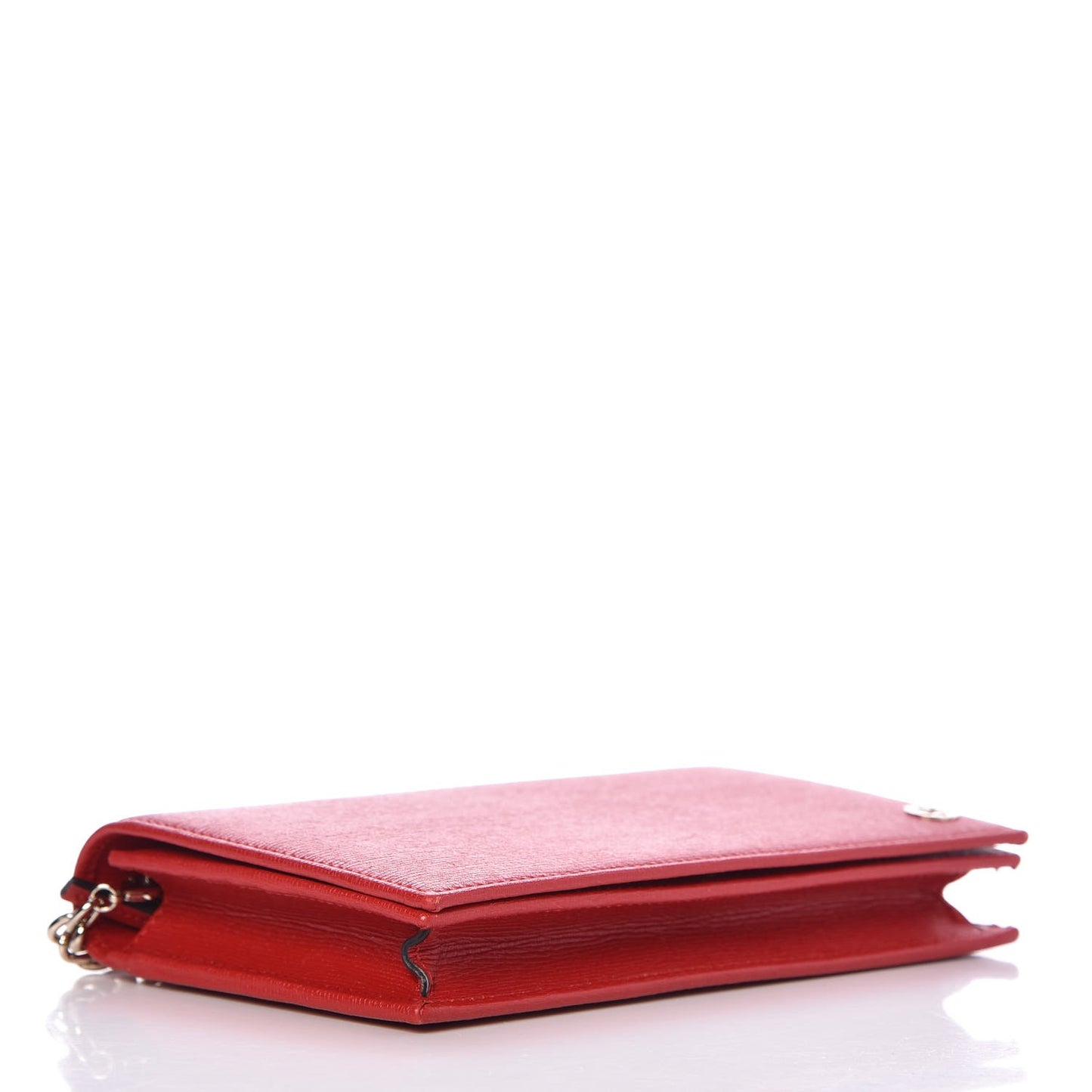 Textured Calfskin Medium Betty Chain Wallet Tabasco Red