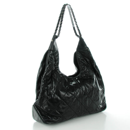 Chanel Aged Calfskin Quilted Coco Supple Hobo Black 3 of 6