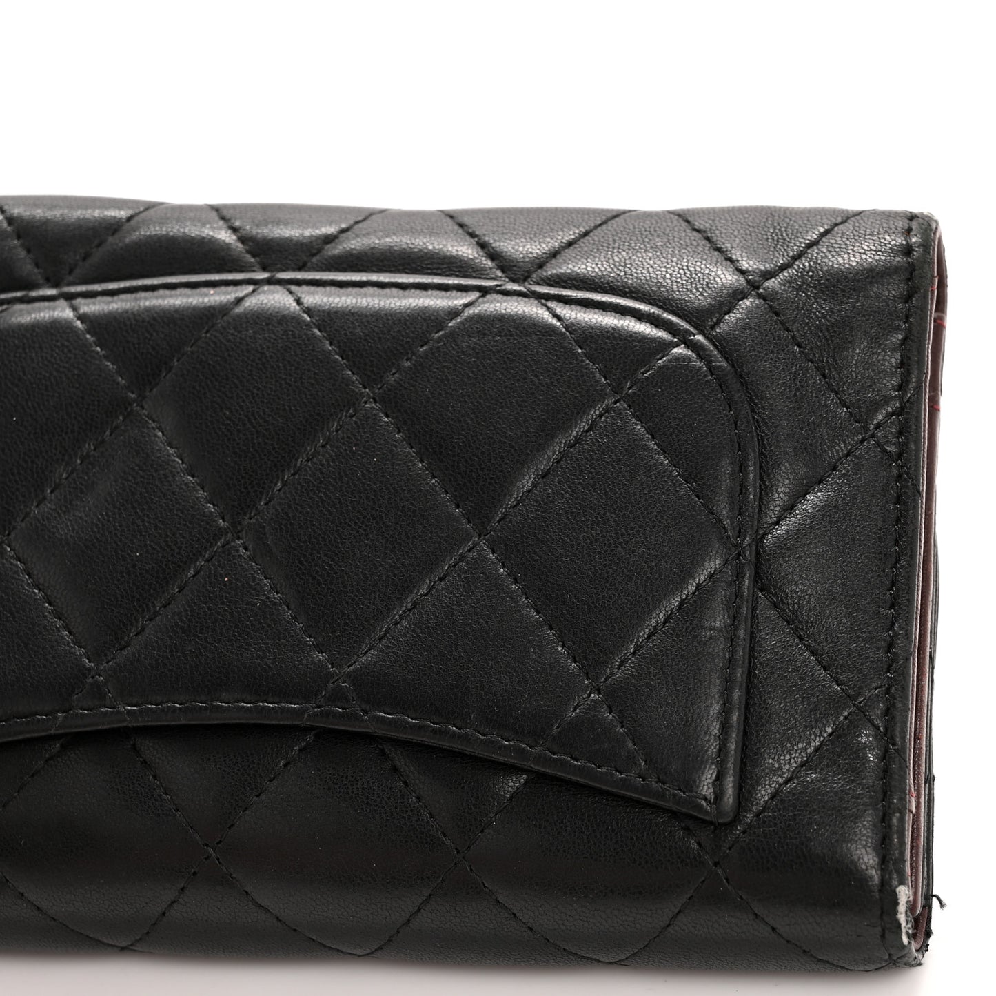 Lambskin Quilted Large Flap Wallet Black